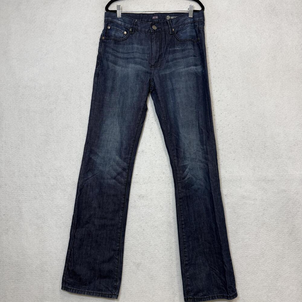 Moonshine Spirit Jeans Mens 32x36 Blue Dark Vintage Straight Embroidered Denim